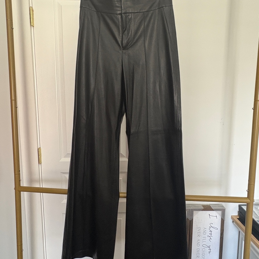 Alice + Olivia Black Leather Trousers
